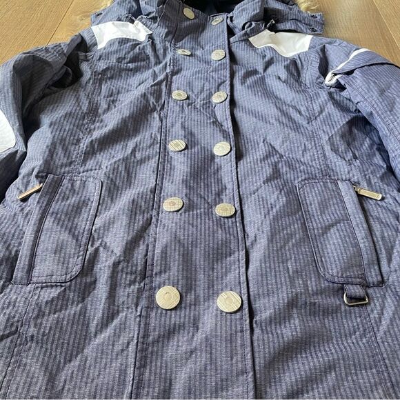 Nils Vintage Retro Y2K Faux Fur Women's Ski Snowboard Jacket Winter Blue - Picture 7 of 13